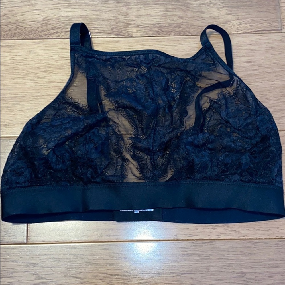 Black Laced Highneck Bra Bralette Soma